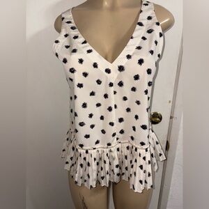 Rebecca Taylor Peplum Printed Silk Sleeveless Blouse Size 4